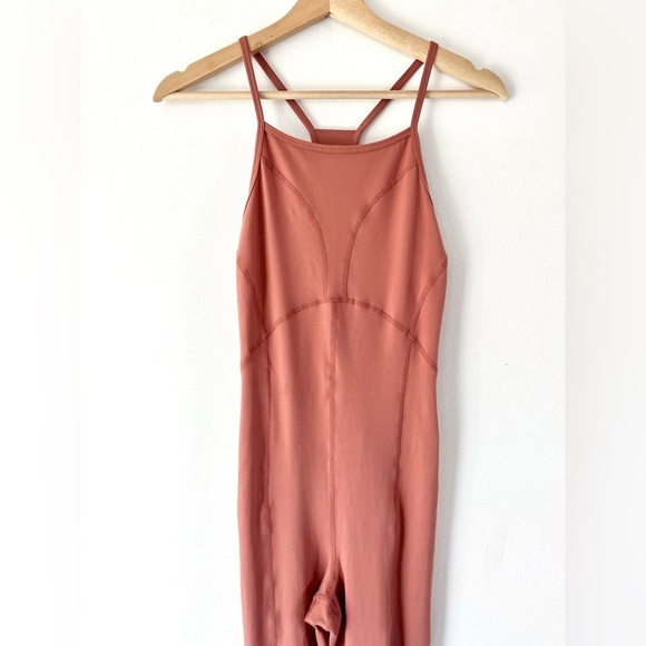 Free People Movement Side To Side Onesie Fitted Jumpsuit In Coral Clay Medium - Picture 3 of 10